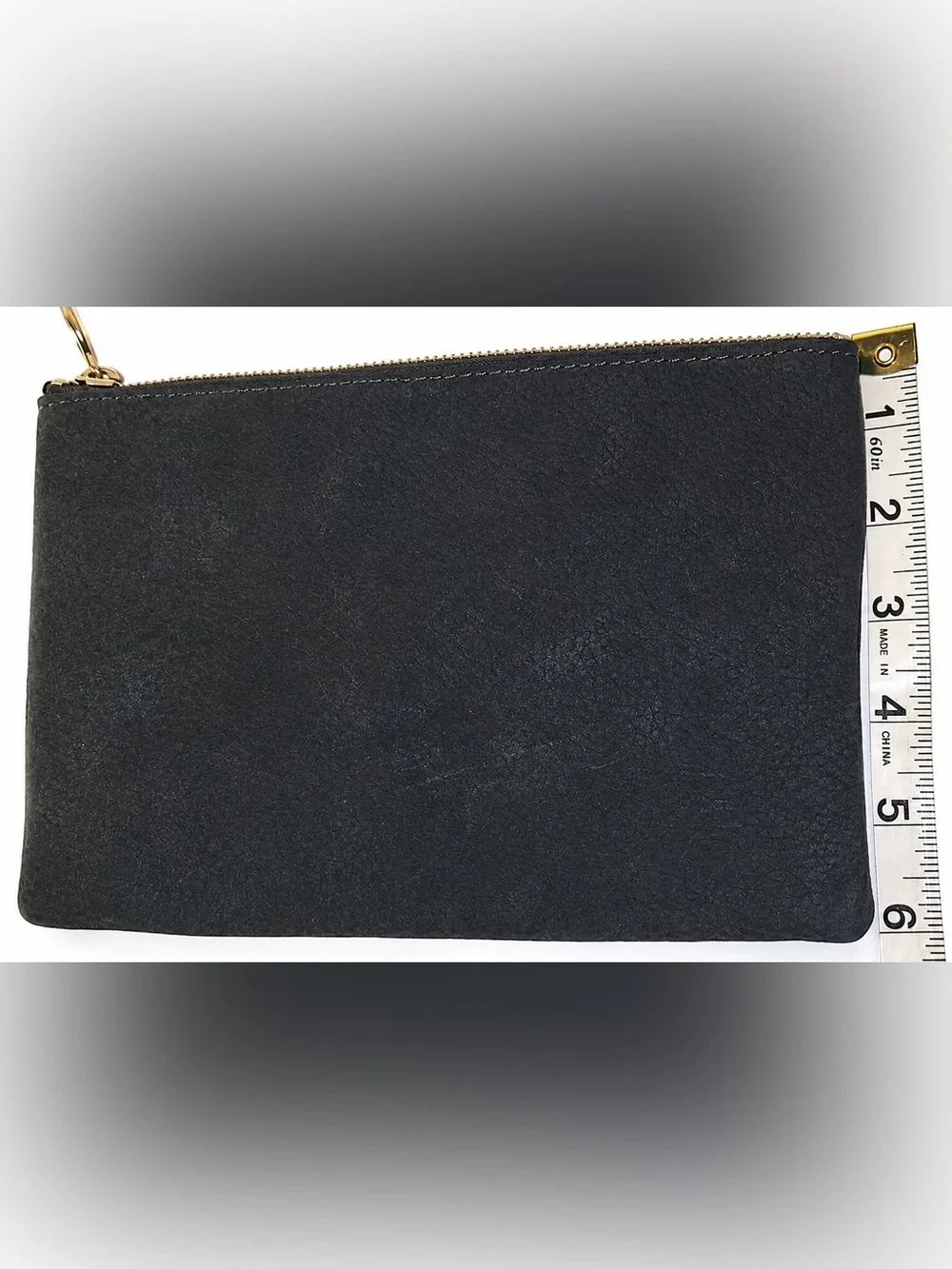 Madewell Black Distressed Leather Zip Pouch Clutch Wallet Organizer OS NWT